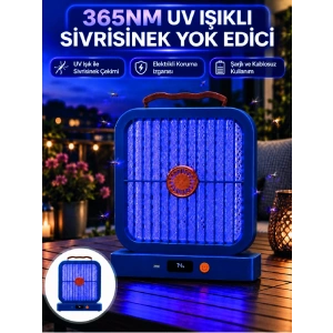 Şarjlı Uv Işıklı Sinek Öldürücü Cihaz Mavi Elektrikli Sivrisinek Yok Edici