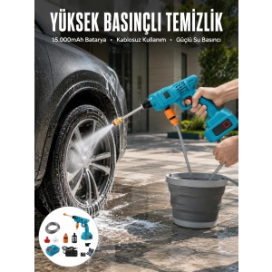 Şarjlı Ve Yüksek Basınçlı Oto Yıkama Makinesi Ve Sulama Tabancası Bahçe Yıkama Makinesi