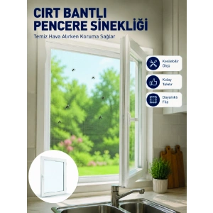 Şeffaf File Yapılı Cırt Bantlı Pencere Sinekliği Pratik Kullanım