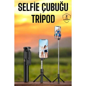 Selfie Çubuğu Tripod Kumandalı Telefon Tutucu Siyah