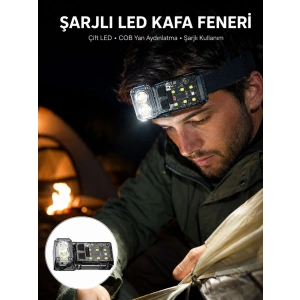 Sensörlü Led Kafa Feneri Şarj Edilebilir Manyetik Eller Serbest Yeni Nesil