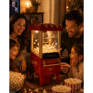 Sıcak Hava Popcorn Makinesi Yağsız Mısır Patlatıcı Nostaljik Tasarım