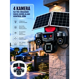Sım Kart Destekli 4 Kameralı Akıllı Dış Mekan Güvenlik Kamerası