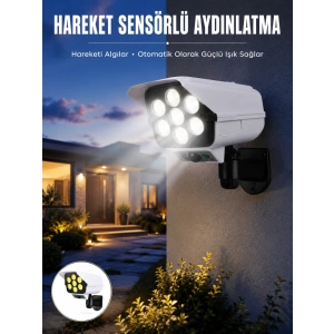 Solar Bahçe Aydınlatması Hareket Sensörlü Uzaktan Kumandalı Kamera Görünümlü Yeni Nesil