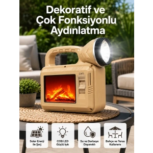 Solar Cob Alev Efektli Lamba – Güneş Enerjili, Suya Dayanıklı, Taşınabilir