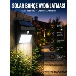 Solar Lamba Giriş, Bahçe Yol Avlu Hareket Sensörlü Led Parlak Gece Su Geçirmez