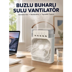 Spreyli Mini Masaüstü Fan | 500ml Su Hazneli, 3 Kademeli Soğutucu Yeni Nesil