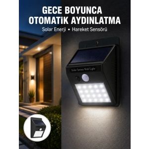 Su Geçirmez 20 Led Solar Aydınlatma | Dış Mekan İçin Pır Hareket Sensörü İle Akıllı Işık Yeni Nesil