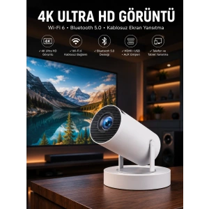 Taşınabilir Android Projeksiyon Ayaklı Çift Kollu 4k Çözünürlüklü Sinema Projeksiyonu