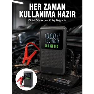 Taşınabilir Araç Akü Şarj Takviye Cihazı 150 Psı Dijital Kompresör Yeni Nesil