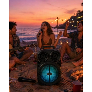 Taşınabilir Bluetooth Speaker Mikrofonlu Karaoke Hoparlör Rgb Işıklı 6.5 İnç Güçlü Ses