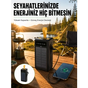 Taşınabilir Güneş Panelli Powerbank Çoklu Cihaz Şarj Destekli Yeni Nesil