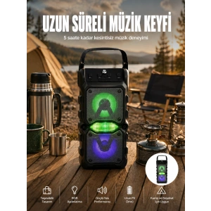 Taşınabilir Kablosuz Bluetooth Hoparlör Uzun Pil Ömrü Led Işıklı Yeni Nesil