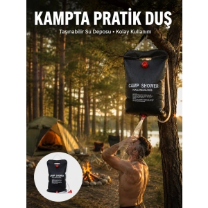 Taşınabilir Kamp Duşu Solar Isıtmalı 20 Litre Su Kapasiteli Hijyen Çözümü Yeni Nesil