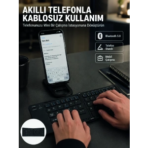 Taşınabilir Katlanabilir Bluetooth Klavye İos Android Windows Uyumlu