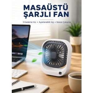 Taşınabilir Masaüstü Fan Ayarlanabilir Açılı Şarjlı Tasarım