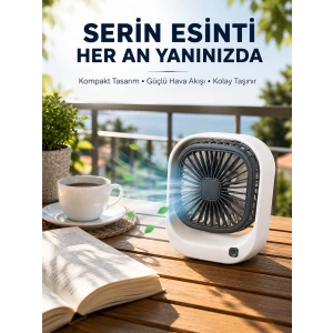 Taşınabilir Şarjlı Masa Fanı Sessiz Ve Güçlü Fan Sistemli