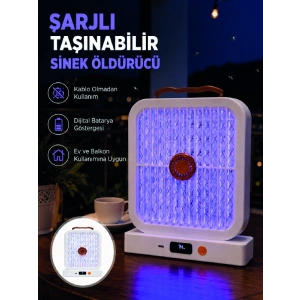 Taşınabilir Şarjlı Sivrisinek Öldürücü 365nm Uv Işıklı Beyaz Model