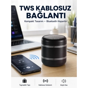 Taşınabilir Silindir Tasarım Bluetooth 5.0 Hoparlör Yüksek Bas Performanslı Yeni Nesil