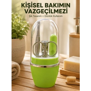 Taşınabilir Yeşil Manikür Seti Kapsüllü Kişisel Bakım Çantası