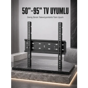Tv Duvar Askı Aparatı 50-95 İnç Uyumlu Güvenli Sabit Montaj