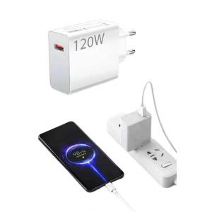 Type C Yüksek Hızlı Şarj Aleti Beyaz 120w Ultra Uzun Ömürlü