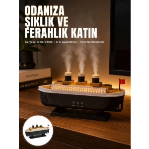 Ultra Sessiz Titanik Gemi Led Işıklı Aroma Difüzörü Oda Nemlendirici Yeni Nesil