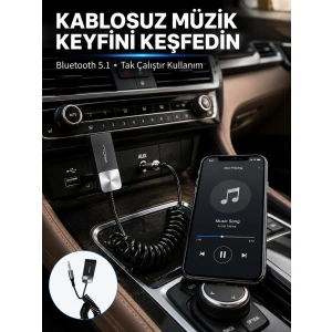 Usb Aux Bluetooth Adaptörü Kablosuz Ses Aktarım Cihazı