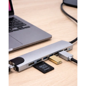 Usb C Çoklu Port Adaptör Hdmı Usb Ethernet Sd Kart Hub
