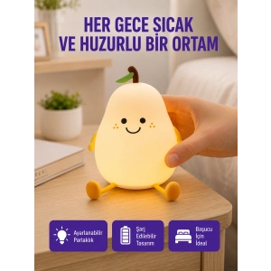 Usb Şarjlı Armut Gece Lambası Dokunmatik Renk Değişimli