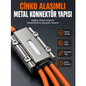 Usb Type-c, Lightning Ve Micro Usb Uyumlu 3ü 1 Arada Hızlı Şarj Kablosu
