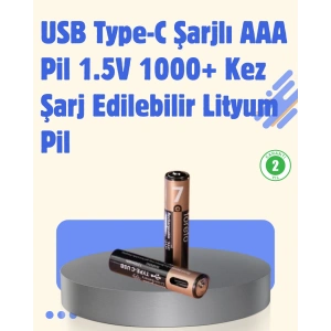 Usb Type-c Şarjlı Aaa Lityum Pil 1000+ Şarj Döngüsü İle Uzun Ömür