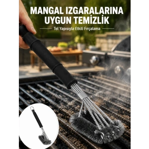 Uzun Saplı Izgara Temizleme Fırçası Çelik Telli Yeni Nesil
