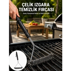 Uzun Saplı Paslanmaz Çelik Izgara Temizlik Fırçası Yeni Nesil