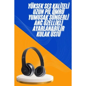 Wireless 5.0 Bluetooth Kablosuz Kulaklık Anc Özellikli Kulak Üstü Ayarlanabilir
