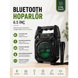Yeni Nesil 6.5 İnç Bluetooth Hoparlör Mikrofonlu Taşınabilir Ses Sistemi