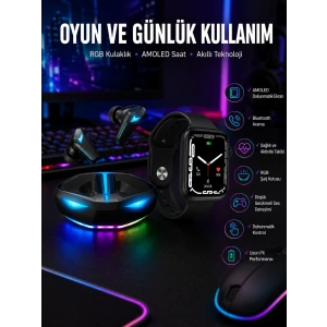 Yeni Nesil Akıllı Saat Ve Kablosuz Kulaklık Kampanyası İkili Set Bluetooth Bağlantılı