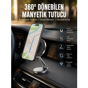 Yeni Nesil Araç İçi Mıknatıslı Telefon Tutacağı Tüm Telefonlara Uyumlu