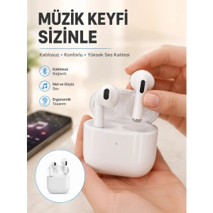 Yeni Nesil Bluetooth Kulaklık Beyaz Çağrı Cevaplayabilen Kablosuz Yeni Nesil