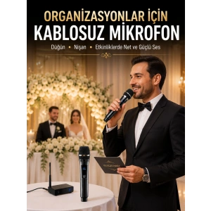 Yeni Nesil Kablosuz El Mikrofonu Seti Dijital Ekranlı Çift Mikrofonlu