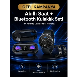 Yeni Nesil Kampanyası Bluetooth Bağlantılı Akıllı Saat Ve Kablosuz Kulaklık Dijital Göstergeli