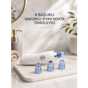 Yeni Nesil Vakumlu Pilli Siyah Nokta Ve Yüz Temizleme Cihazı 4 Başlıklı