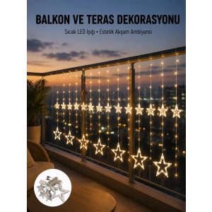Yıldız Figürlü Perde Peri Led 3x3 Metre Dekoratif Işık Yeni Nesil