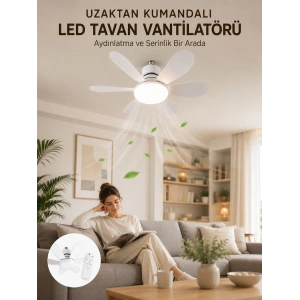 Yüksek Aydınlatma Performansına Sahip Led Tavan Fanı Sessiz Çalışma Güçlü Esinti Ve Uzaktan Kumanda Kontrolü