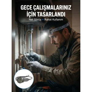Yüksek Parlaklıklı Led Kafa Feneri Gece Çalışmaları İçin Yüksek Parlaklıklı