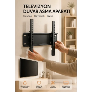 Yüksek Taşıma Kapasiteliniversal Tv Duvar Askı Aparatı 32-42 İnç Güvenli Sabitleme Sistemi