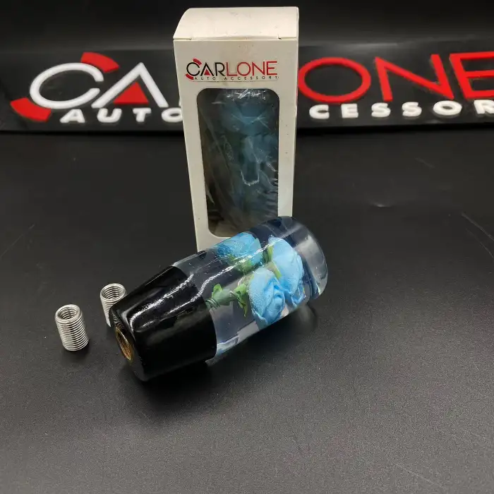 3 Güllü Vites Topuzu-Mavi-Çiçekli-Şeffaf Vites Topuzu