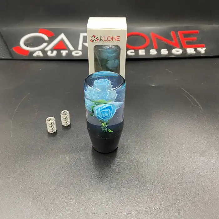 3 Güllü Vites Topuzu-Mavi-Çiçekli-Şeffaf Vites Topuzu