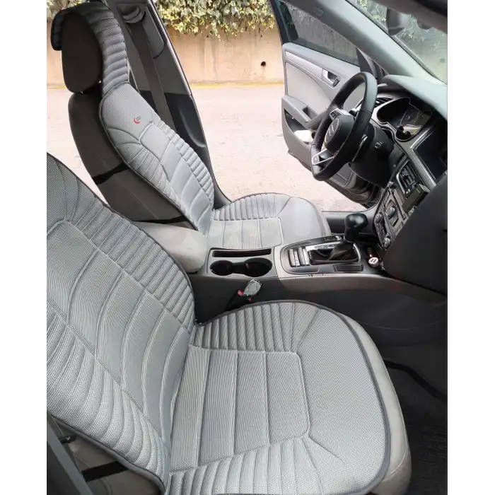3lü Gri Oto Koltuk Minderi Set-Ergonomik Lüks Koltuk Minderi Gri-Ön 2 Koltuk ve Arka Oturak