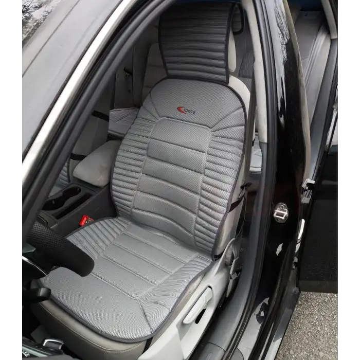 3lü Gri Oto Koltuk Minderi Set-Ergonomik Lüks Koltuk Minderi Gri-Ön 2 Koltuk ve Arka Oturak